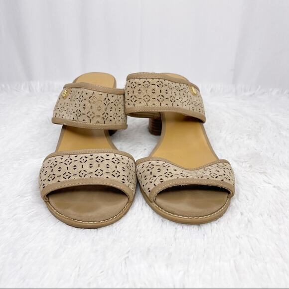TOMMY HILFIGER / tan laser cut chunky sandals - Picture 5 of 11